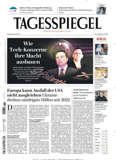 Titelbild der Ausgabe 336/2025 von Der Tagesspiegel. Diese Zeitschrift und viele weitere Zeitungsabos als Abo oder epaper bei United Kiosk online kaufen.