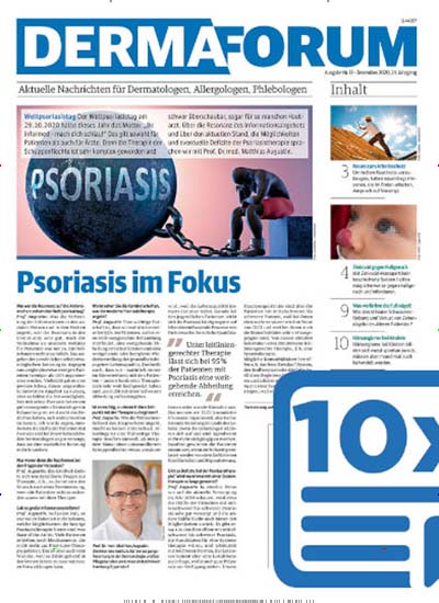 Titelbild der Ausgabe 13/2020 von DERMAforum. Diese Zeitschrift und viele weitere Pflegezeitschriften und medizinische Fachzeitschriften als Abo oder epaper bei United Kiosk online kaufen.