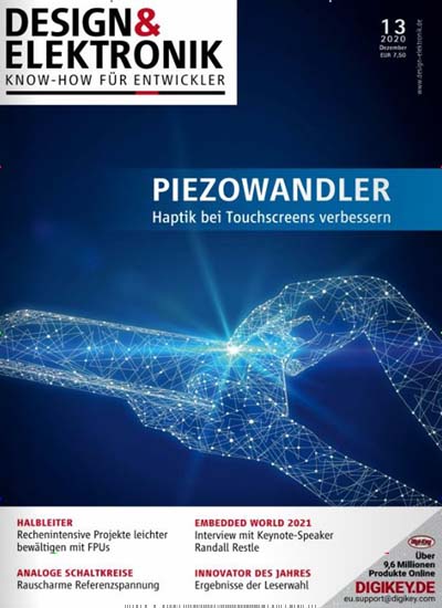 Titelbild der Ausgabe 13/2020 von Design & Elektronik. Diese Zeitschrift und viele weitere Industriemagazine und Handwerkmagazine als Abo oder epaper bei United Kiosk online kaufen.