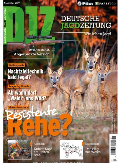 Titelbild der Ausgabe 11/2025 von Deutsche Jagdzeitung (DJZ). Diese Zeitschrift und viele weitere Sportmagazine als Abo oder epaper bei United Kiosk online kaufen.