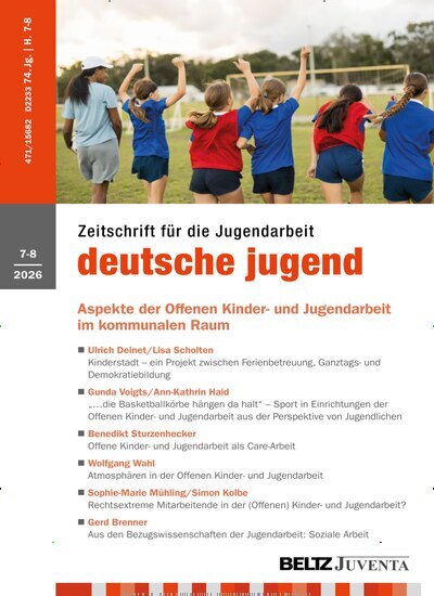 Titelbild der Ausgabe 8/2026 von deutsche jugend. Diese Zeitschrift und viele weitere Zeitschriften für Pädagogik als Abo oder epaper bei United Kiosk online kaufen.