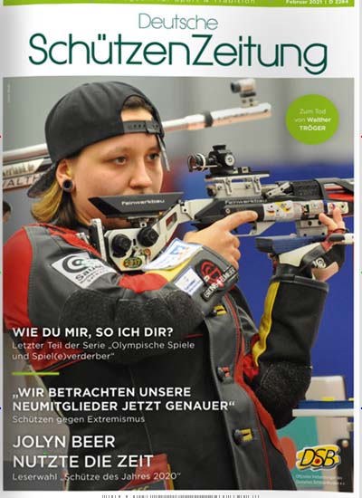 Titelbild der Ausgabe 2/2021 von Deutsche SchützenZeitung. Diese Zeitschrift und viele weitere Sportmagazine als Abo oder epaper bei United Kiosk online kaufen.