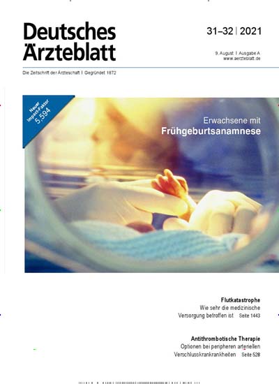 Titelbild der Ausgabe 32/2021 von Deutsches Ärzteblatt Gesamt. Diese Zeitschrift und viele weitere Pflegezeitschriften und medizinische Fachzeitschriften als Abo oder epaper bei United Kiosk online kaufen.