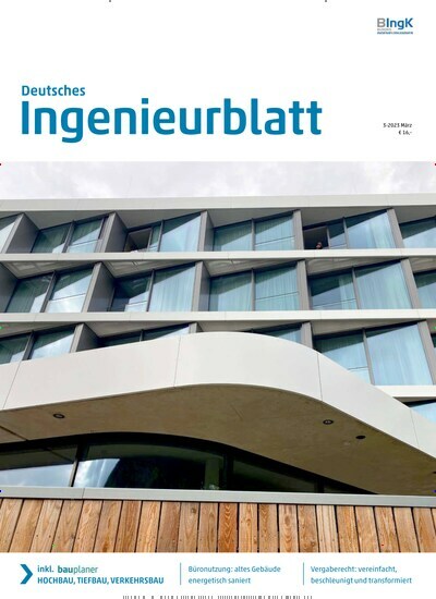 Titelbild der Ausgabe 3/2023 von Deutsches IngenieurBlatt. Diese Zeitschrift und viele weitere Architekturzeitschriften und Bauzeitschriften als Abo oder epaper bei United Kiosk online kaufen.