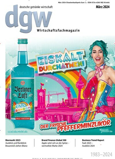 Titelbild der Ausgabe 3/2024 von dgw deutsche getränke wirtschaft. Diese Zeitschrift und viele weitere Gastronomiezeitschriften, Fashionmagazine, Beautymagazine als Abo oder epaper bei United Kiosk online kaufen.