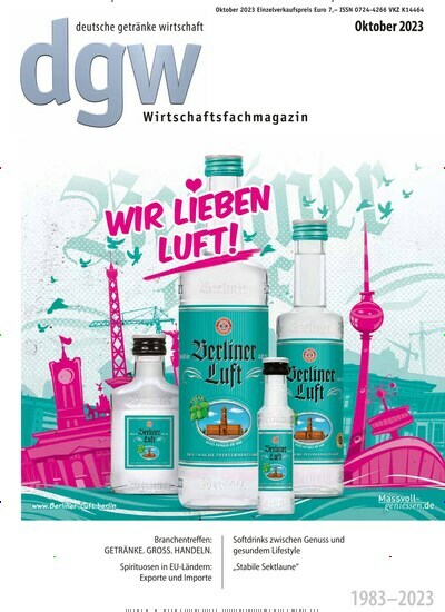 Titelbild der Ausgabe 10/2023 von dgw deutsche getränke wirtschaft. Diese Zeitschrift und viele weitere Gastronomiezeitschriften, Fashionmagazine, Beautymagazine als Abo oder epaper bei United Kiosk online kaufen.