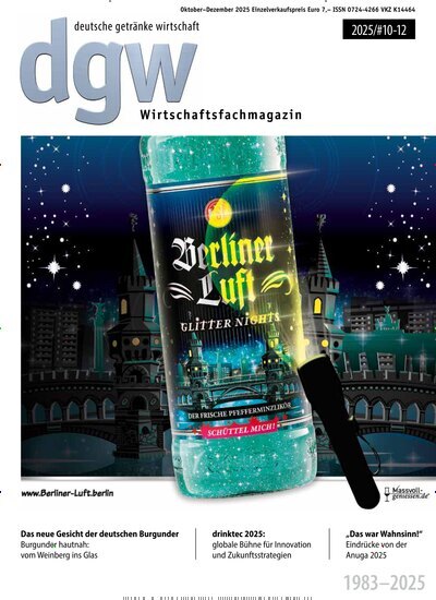 Titelbild der Ausgabe 12/2025 von dgw deutsche getränke wirtschaft. Diese Zeitschrift und viele weitere Gastronomiezeitschriften, Fashionmagazine, Beautymagazine als Abo oder epaper bei United Kiosk online kaufen.