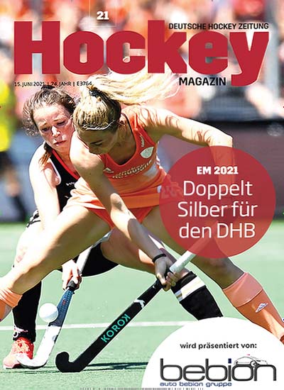 Titelbild der Ausgabe 6/2021 von DHZ Deutsche Hockey Zeitung (Hockey Magazin). Diese Zeitschrift und viele weitere Sportmagazine als Abo oder epaper bei United Kiosk online kaufen.
