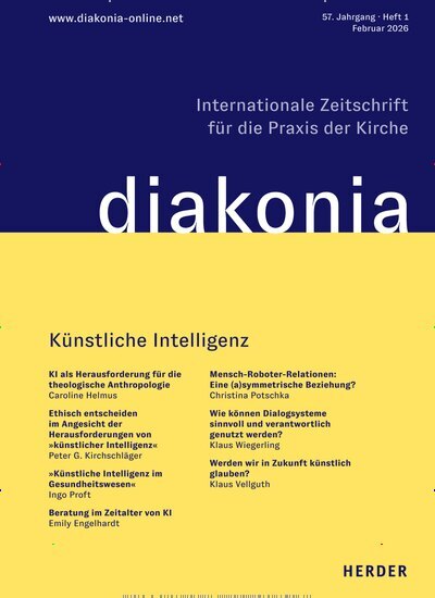 Titelbild der Ausgabe 1/2026 von Diakonia. Diese Zeitschrift und viele weitere Kunstmagazine und Kulturmagazine als Abo oder epaper bei United Kiosk online kaufen.