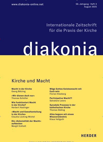 Titelbild der Ausgabe 3/2025 von Diakonia. Diese Zeitschrift und viele weitere Kunstmagazine und Kulturmagazine als Abo oder epaper bei United Kiosk online kaufen.