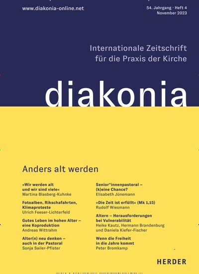 Titelbild der Ausgabe 4/2023 von Diakonia. Diese Zeitschrift und viele weitere Kunstmagazine und Kulturmagazine als Abo oder epaper bei United Kiosk online kaufen.