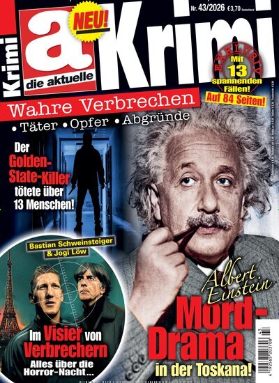 Titelbild der Ausgabe 43/2026 von die aktuelle Krimi. Diese Zeitschrift und viele weitere Reisemagazine, Freizeitmagazine und Wissensmagazine als Abo oder epaper bei United Kiosk online kaufen.