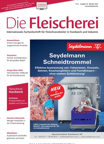 Titelbild der Ausgabe 10/2025 von Die Fleischerei. Diese Zeitschrift und viele weitere Gastronomiezeitschriften, Fashionmagazine, Beautymagazine als Abo oder epaper bei United Kiosk online kaufen.