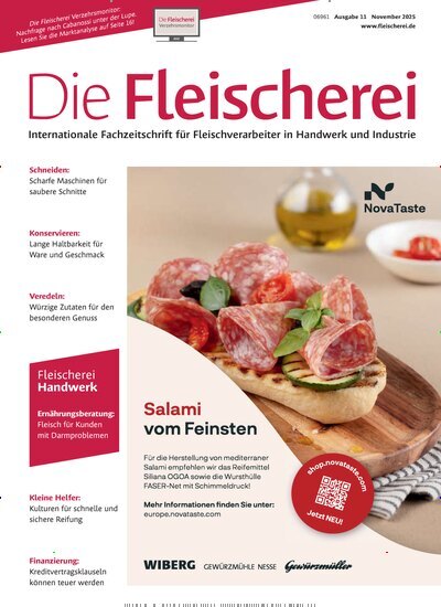 Titelbild der Ausgabe 11/2025 von Die Fleischerei. Diese Zeitschrift und viele weitere Gastronomiezeitschriften, Fashionmagazine, Beautymagazine als Abo oder epaper bei United Kiosk online kaufen.