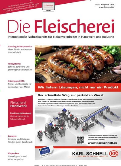 Titelbild der Ausgabe 17/2026 von Die Fleischerei. Diese Zeitschrift und viele weitere Gastronomiezeitschriften, Fashionmagazine, Beautymagazine als Abo oder epaper bei United Kiosk online kaufen.