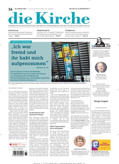 Titelbild der Ausgabe 36/2026 von Die Kirche. Diese Zeitschrift und viele weitere Kunstmagazine und Kulturmagazine als Abo oder epaper bei United Kiosk online kaufen.