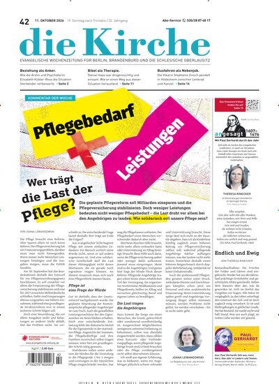 Titelbild der Ausgabe 42/2026 von Die Kirche. Diese Zeitschrift und viele weitere Kunstmagazine und Kulturmagazine als Abo oder epaper bei United Kiosk online kaufen.