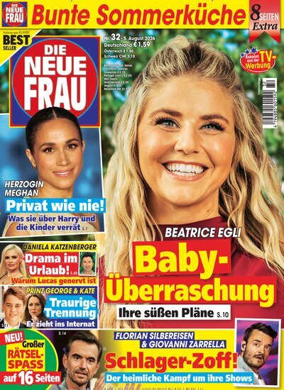 Titelbild der Ausgabe 32/2026 von Die neue Frau. Diese Zeitschrift und viele weitere Frauenzeitschriften als Abo oder epaper bei United Kiosk online kaufen.