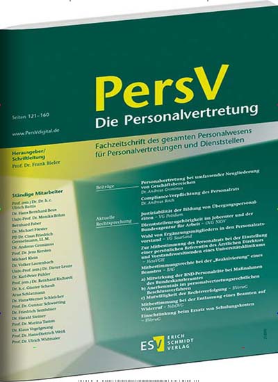 Die Personalvertretung aktuelles Titelbild Ausgabe 1/2018 Aktuelles Titelbild von Die Personalvertretung. In der Ausgabe 1/2018 geht es um die Themen: Compliance-Verpflichtung des Personalrats. Lesen Sie gerne Jurazeitschriften und Zeitschriften für Verwaltung? Dann empfehlen wir Ihnen Die Personalvertretung als Abo oder Geschenkabo.