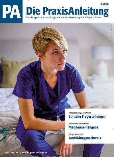 Titelbild der Ausgabe 2/2026 von Die PraxisAnleitung. Diese Zeitschrift und viele weitere Pflegezeitschriften und medizinische Fachzeitschriften als Abo oder epaper bei United Kiosk online kaufen.
