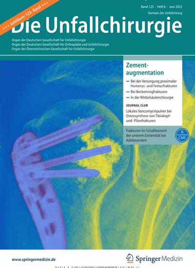 Titelbild der Ausgabe 1/2023 von Die Unfallchirurgie. Diese Zeitschrift und viele weitere Pflegezeitschriften und medizinische Fachzeitschriften als Abo oder epaper bei United Kiosk online kaufen.