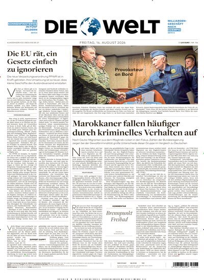 Titelbild der Ausgabe 156/2026 von Die Welt. Diese Zeitschrift und viele weitere Zeitungsabos als Abo oder epaper bei United Kiosk online kaufen.