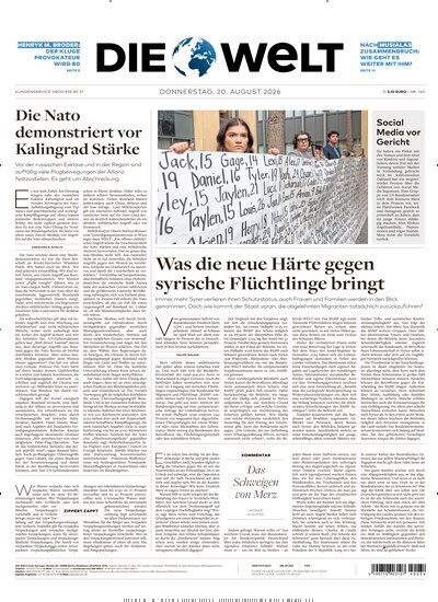 Titelbild der Ausgabe 160/2026 von Die Welt. Diese Zeitschrift und viele weitere Zeitungsabos als Abo oder epaper bei United Kiosk online kaufen.