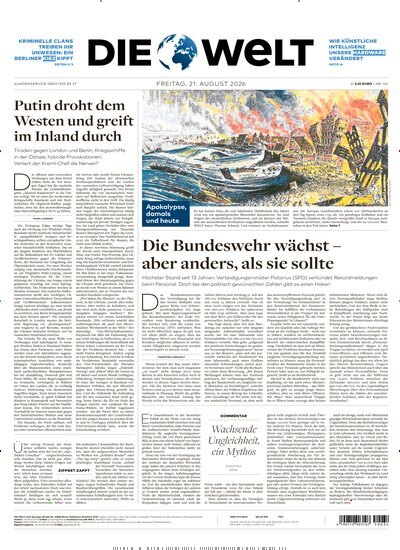Titelbild der Ausgabe 161/2026 von Die Welt. Diese Zeitschrift und viele weitere Zeitungsabos als Abo oder epaper bei United Kiosk online kaufen.