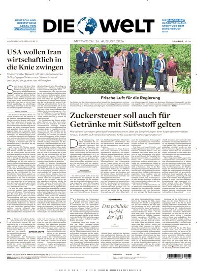 Titelbild der Ausgabe 164/2026 von Die Welt. Diese Zeitschrift und viele weitere Zeitungsabos als Abo oder epaper bei United Kiosk online kaufen.