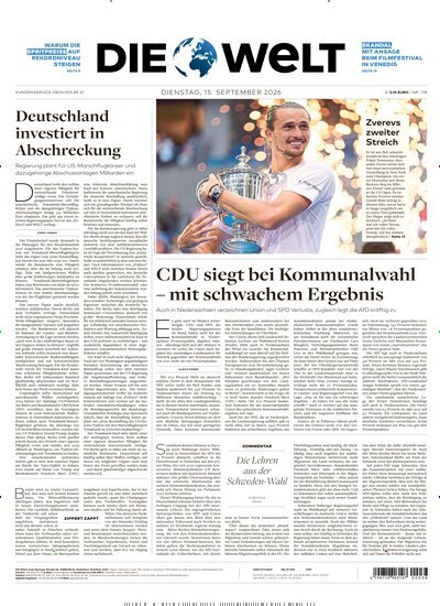 Titelbild der Ausgabe 178/2026 von Die Welt. Diese Zeitschrift und viele weitere Zeitungsabos als Abo oder epaper bei United Kiosk online kaufen.