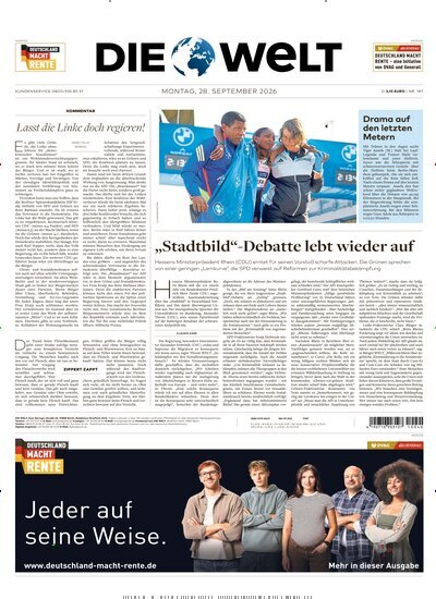 Titelbild der Ausgabe 187/2026 von Die Welt. Diese Zeitschrift und viele weitere Zeitungsabos als Abo oder epaper bei United Kiosk online kaufen.