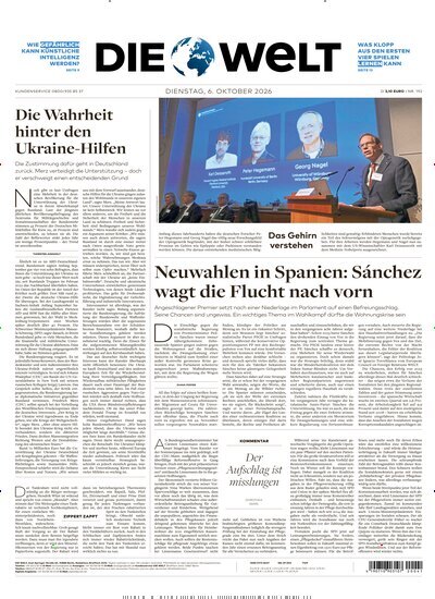 Titelbild der Ausgabe 193/2026 von Die Welt. Diese Zeitschrift und viele weitere Zeitungsabos als Abo oder epaper bei United Kiosk online kaufen.