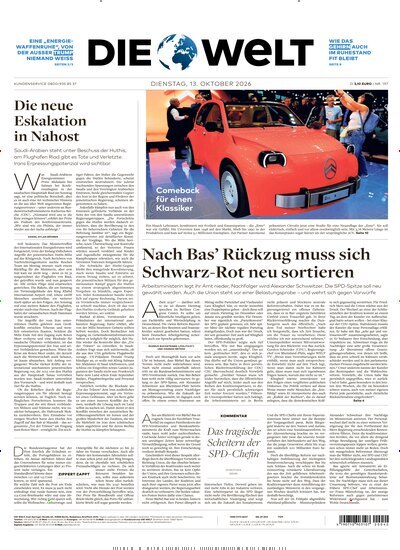 Titelbild der Ausgabe 198/2026 von Die Welt. Diese Zeitschrift und viele weitere Zeitungsabos als Abo oder epaper bei United Kiosk online kaufen.