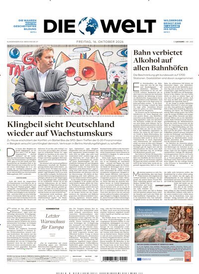 Titelbild der Ausgabe 201/2026 von Die Welt. Diese Zeitschrift und viele weitere Zeitungsabos als Abo oder epaper bei United Kiosk online kaufen.
