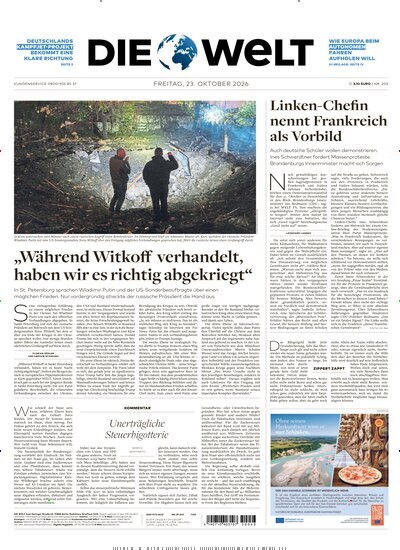 Titelbild der Ausgabe 206/2026 von Die Welt. Diese Zeitschrift und viele weitere Zeitungsabos als Abo oder epaper bei United Kiosk online kaufen.