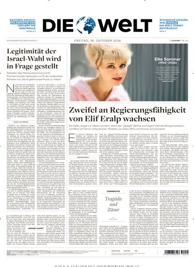 Titelbild der Ausgabe 211/2026 von Die Welt. Diese Zeitschrift und viele weitere Zeitungsabos als Abo oder epaper bei United Kiosk online kaufen.