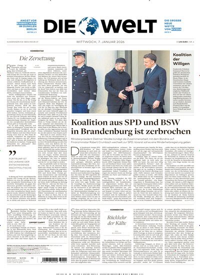 Titelbild der Ausgabe 4/2026 von Die Welt Gesamtausgabe. Diese Zeitschrift und viele weitere Zeitungsabos als Abo oder epaper bei United Kiosk online kaufen.