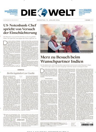 Titelbild der Ausgabe 8/2026 von Die Welt Gesamtausgabe. Diese Zeitschrift und viele weitere Zeitungsabos als Abo oder epaper bei United Kiosk online kaufen.