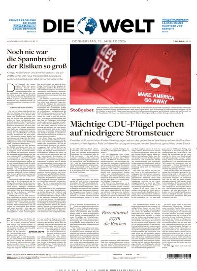 Titelbild der Ausgabe 10/2026 von Die Welt Gesamtausgabe. Diese Zeitschrift und viele weitere Zeitungsabos als Abo oder epaper bei United Kiosk online kaufen.