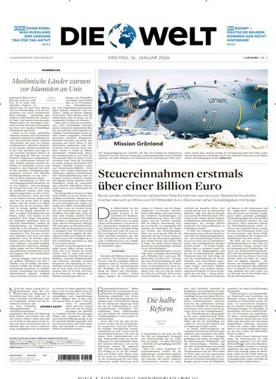 Titelbild der Ausgabe 11/2026 von Die Welt Gesamtausgabe. Diese Zeitschrift und viele weitere Zeitungsabos als Abo oder epaper bei United Kiosk online kaufen.