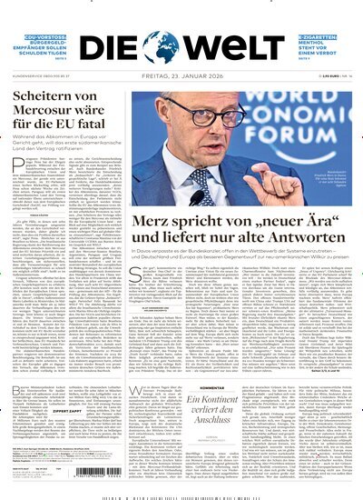 Titelbild der Ausgabe 16/2026 von Die Welt Gesamtausgabe. Diese Zeitschrift und viele weitere Zeitungsabos als Abo oder epaper bei United Kiosk online kaufen.