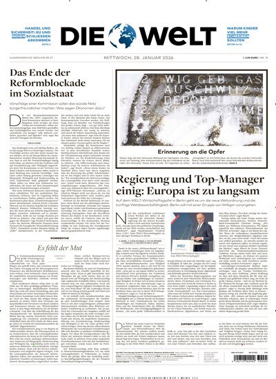 Titelbild der Ausgabe 19/2026 von Die Welt Gesamtausgabe. Diese Zeitschrift und viele weitere Zeitungsabos als Abo oder epaper bei United Kiosk online kaufen.