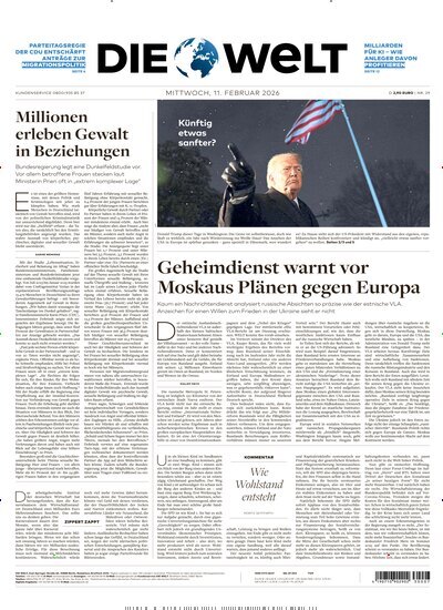 Titelbild der Ausgabe 29/2026 von Die Welt Gesamtausgabe. Diese Zeitschrift und viele weitere Zeitungsabos als Abo oder epaper bei United Kiosk online kaufen.