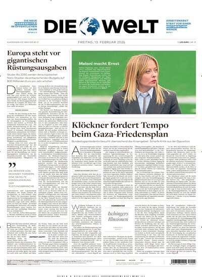 Titelbild der Ausgabe 31/2026 von Die Welt Gesamtausgabe. Diese Zeitschrift und viele weitere Zeitungsabos als Abo oder epaper bei United Kiosk online kaufen.