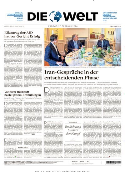 Titelbild der Ausgabe 41/2026 von Die Welt Gesamtausgabe. Diese Zeitschrift und viele weitere Zeitungsabos als Abo oder epaper bei United Kiosk online kaufen.