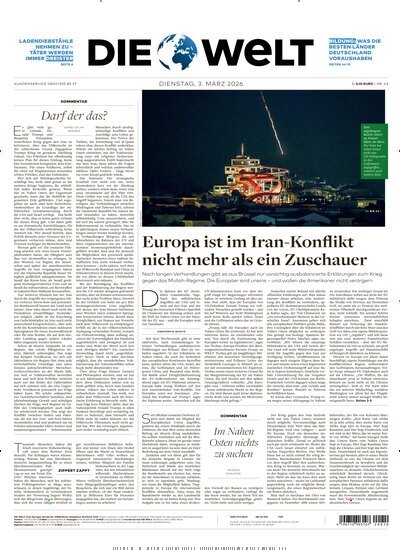 Titelbild der Ausgabe 43/2026 von Die Welt Gesamtausgabe. Diese Zeitschrift und viele weitere Zeitungsabos als Abo oder epaper bei United Kiosk online kaufen.