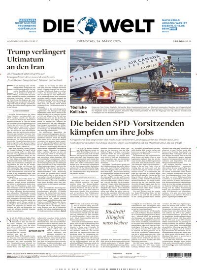 Titelbild der Ausgabe 58/2026 von Die Welt Gesamtausgabe. Diese Zeitschrift und viele weitere Zeitungsabos als Abo oder epaper bei United Kiosk online kaufen.