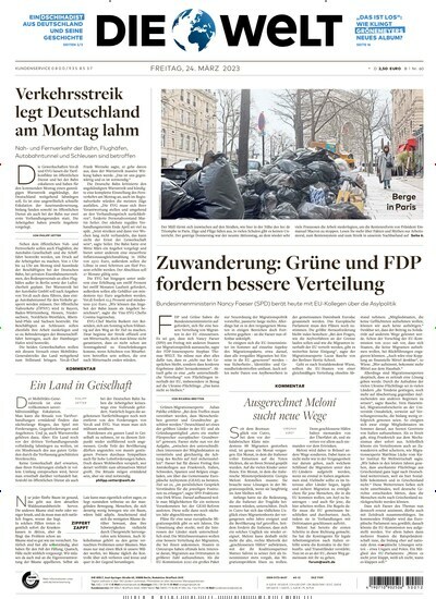 Titelbild der Ausgabe 60/2023 von Die Welt Gesamtausgabe. Diese Zeitschrift und viele weitere Zeitungsabos als Abo oder epaper bei United Kiosk online kaufen.