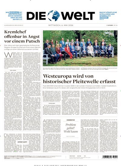 Titelbild der Ausgabe 86/2026 von Die Welt Gesamtausgabe. Diese Zeitschrift und viele weitere Zeitungsabos als Abo oder epaper bei United Kiosk online kaufen.