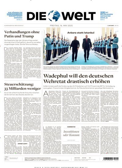 Titelbild der Ausgabe 94/2025 von Die Welt Gesamtausgabe. Diese Zeitschrift und viele weitere Zeitungsabos als Abo oder epaper bei United Kiosk online kaufen.